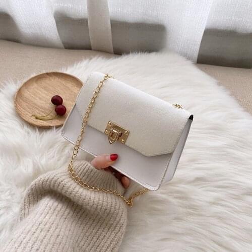 Womens 2021 Summer Frosted Sequins Lock Chain Color Matching Small Square Bag Shoulder Handbag