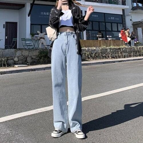 Woman Jeans High Waist Clothes Wide Leg Denim Clothing Blue Streetwear Vintage Quality 2021 Fashion Harajuku Straight Pants
