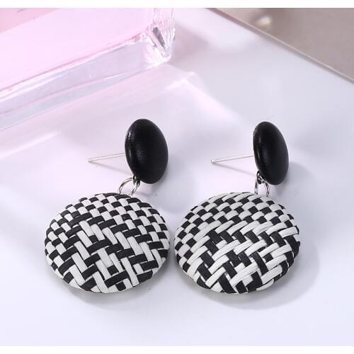 Bohemian Round Rattan Wooden Drop Earrings For Women Fashion Handmade Geometric Dangle Earrings Jewelry 2019 Gift Wholesale