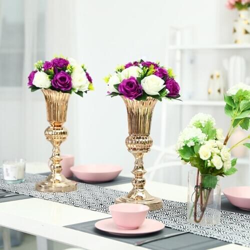 50cm Gold Tabletop Vase Metal Flower Vase Table Centerpiece For Mariage Metal Flowers Vases For Wedding Decoration