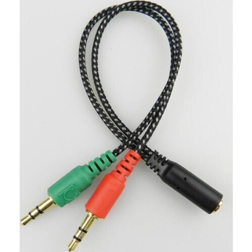 100pcs High-quality 3.5mm Y Splitter 2 Jack Male To 1 Female Headphone Mic Audio Adapter Cable