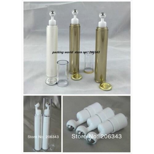 15ML white/gold plastic lotion bottle for eye cream/lotion/emulsion/oil/serum roll on bottle airless bottle cosmetic packing