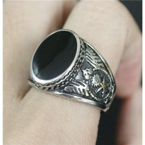 2016 Real Polishing Epoxy Thailand Buddha Ring 316L Stainless Steel Jewelry Fashion Eagle Biker Ring