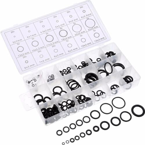 225pcs Rubber O Ring O-Ring Washer Seals Sealing Gasket Assort Kit Black for Car Washers