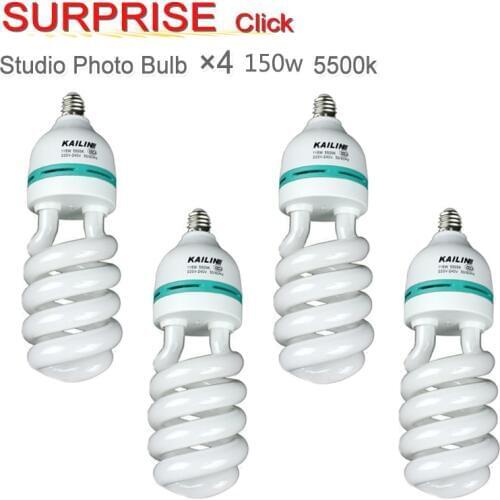 Photo Studio Lighting Pro E27 220V 150W 5500K Photo Video Bulb Photography Studio Light Lamp 4pcs