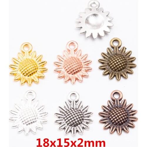 40pcs Charms sunflower Pendant Bright Zinc Alloy Fit Bracelet Necklace DIY Metal Jewelry Findings 6362