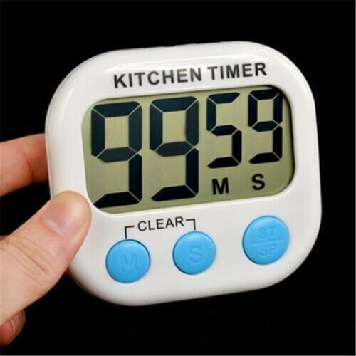 50pcs LCD Digital Kitchen Countdown Timer Alarm with Stand White Kitchen Timer Practical Cooking Timer Alarm Clock DHL