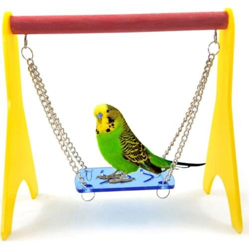 Acrylic Swing Chicken Toy with Hanging Chain Baby Chick Perch Cage for Bird Parrot Hens Macaw Training Stand Holder K0AB