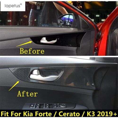 Lapetus Accessories For Kia Forte / Cerato / K3 2019 2020 2021 ABS Inner Door Doorknob Handle Pull Bowl Panel Molding Cover Kit