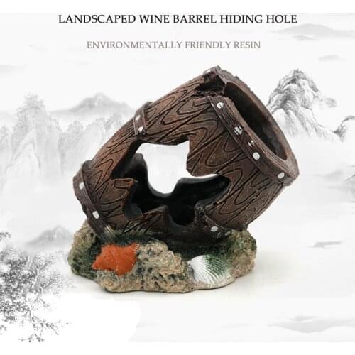 Fish Tank Landscaping Hideout Cave Play House Aquarium Landscaping Decoration Antique Wine Barrel Reptile Cave