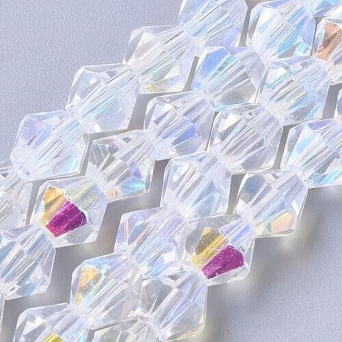 10 Strand Electroplate Clear Glass Bicone Beads 3/4/5/6/8mm for jewelry making DIY Bracelet Necklace Accessories Decor