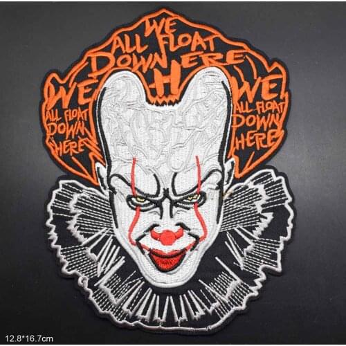 Big Size Scary Halloween Stephen Kings It Pennywise Joker Clown Iron on Embroidered Cloth Clothes Patch For Clothing Girls Boys