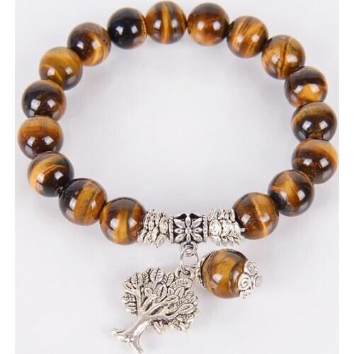 6MM 8MM 10MM Chakra Natural Stone Blue Jad Bracelets Tree of Life Bracelet Mala Beads Reiki Healing Meditation Energy Bangles