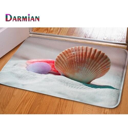 DARMIAN 2021 Seaside Shell Print Home Decor Kitchen Carpet Beach Flannel Bathroom Front Floor Door Mats Rugs Alfombras de salon