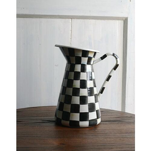 Enamel Flower Pots Teapot Planter Black White Classic Color Big Size