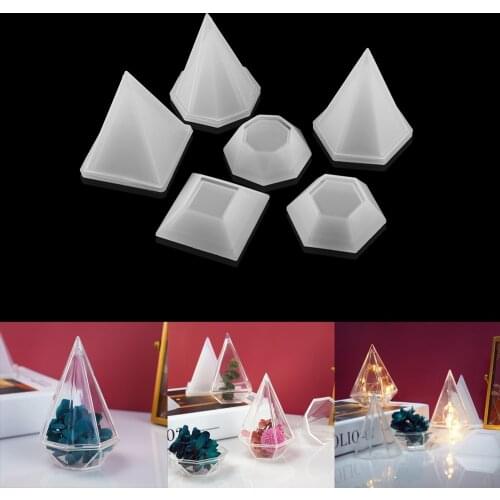 1Set DIY Faceted Diamond Shaped Storage Box Resin Mold Crystal Epoxy Mold Hollow Silicone Mold for Resin Jewelry Tools
