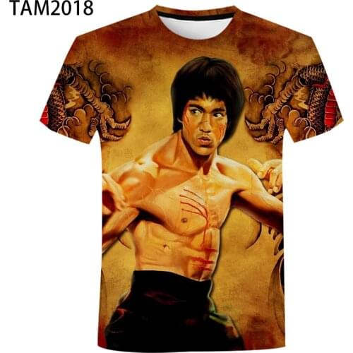 Kung Fu Superstar Bruce Lees New Harajuku T-Shirt Mens Womens Childrens Short Sleeve 3D Printed T-Shirt Chinese Style Leisu