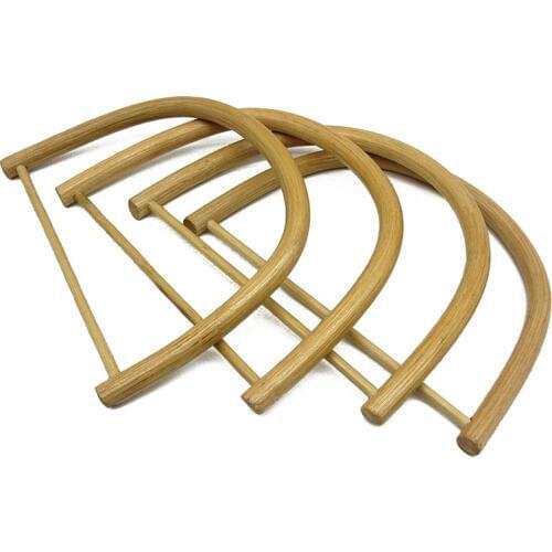 Smooth Bamboo D Round Shape Bag Handles DIY Handmade Rattan Wooden Replacement Handbag Tote Purse Bag Accessories Purse Frame