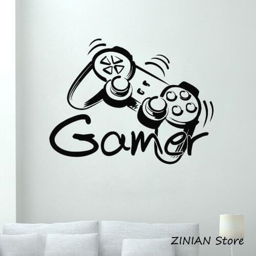 Game Controller Gamer Wall Sticker Boy Game Zone Wall Decals Vinyl Stickers Joystick Playing Playstation Game Kids Bedroom Z084