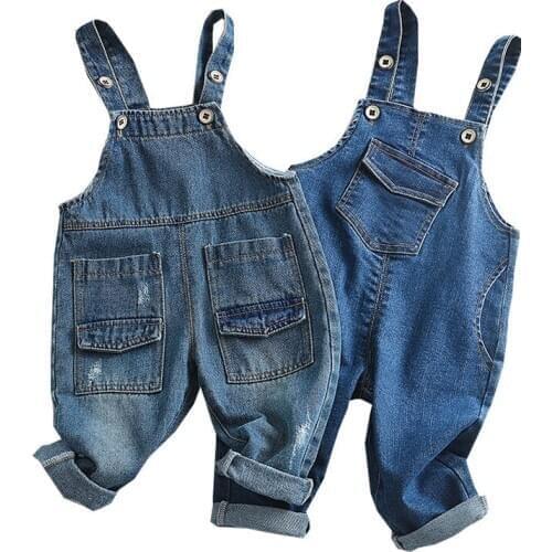 Toddler Baby Overalls Fashion Korean Denim Jumpsuits for Girl Kids Pants 2020 Autumn New Arrival Child Jeans 1 2 3 4 Years