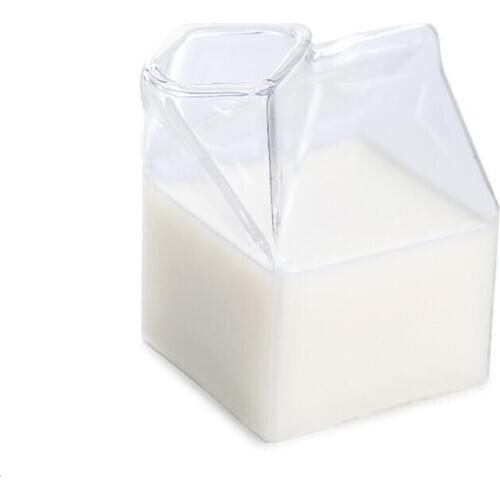 Creative American Milk Carton Glass Cup Coffee Glass Juice Cup Unique Design Pure Handmade Mug