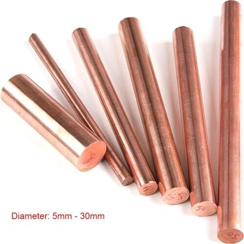 Diameter 5-30mm T2 Red Copper Round Bar Rod Pure Copper Stick Length 200mm 500mm for Milling Welding Metalworking