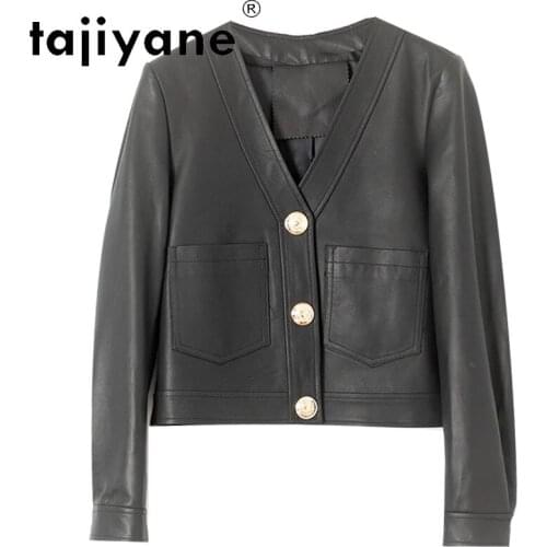 Tajiyane 2021 Real Sheepskin Jacket Women Genuine Leather Coats Spring Woman 100% Sheep Skin Jackets Slim Mujer Chaqueta TN1973