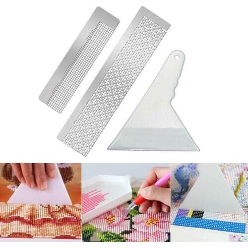 3PCS Diamond Painting Ruler Fix Tools Stainless Steel Diamond Art Kit Fix Repair Tool For DIY 5D Diamond Painting Accessories