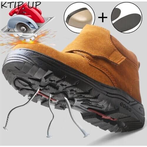 Men Safety Work Shoes Steel Toe Work Boots Male Anti-smashing Puncture-resistant Construction Safety Boots Indestructible Shoes