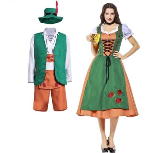 Men Women German Oktoberfest Costume Bavarian Traditional Beer Costume Bar Waiter Promotion Clothes