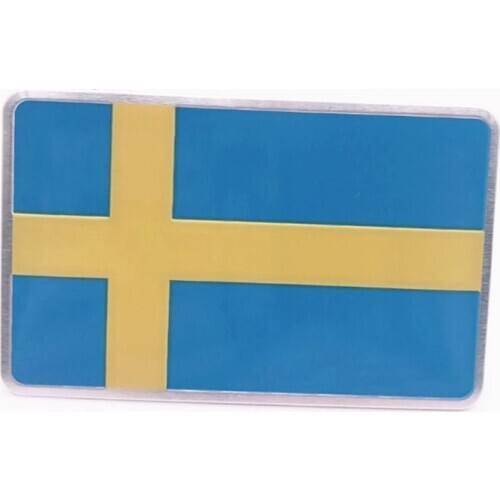 Aluminum Alloy Rectangle Styling Sweden National Emblem Swedish Flags Car Stickers 8x5cm