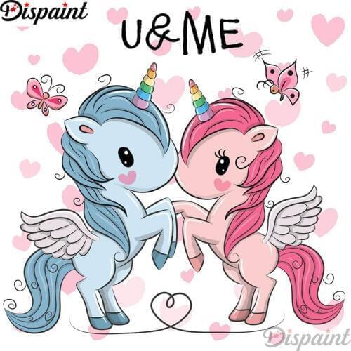 Dispaint Full Square/Round Drill 5D DIY Diamond Painting "Cartoon unicorn" Embroidery Cross Stitch 5D Home Decor A12546