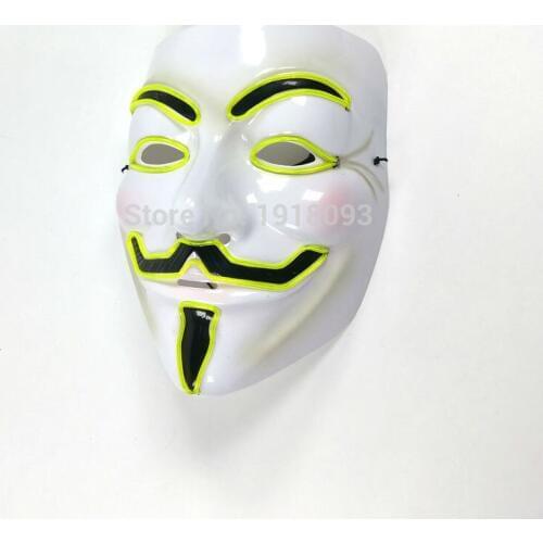 Hot 10 type Select el wire Flashing Novelty Lighting LED Cosplay Anonymous mask Glowing Vendetta Mask Party dance Halloween