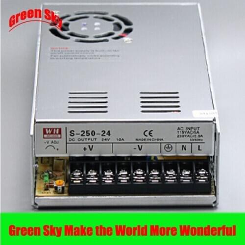 New Arrival Cooling fan Voltage Transformer LED Display DC single output 250w 24v/10a switching power supply