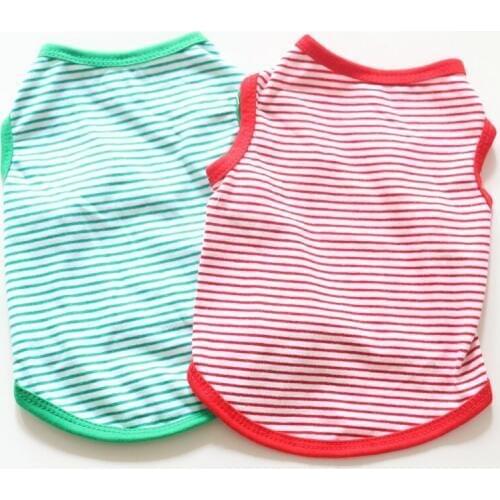 Summer Classic Shih Tzu Schnauzer Dog Stripe Shirt Pomeranian Clothes Dog Vest T-Shirt 100% Cotton Fabric Alibaba Wholesale