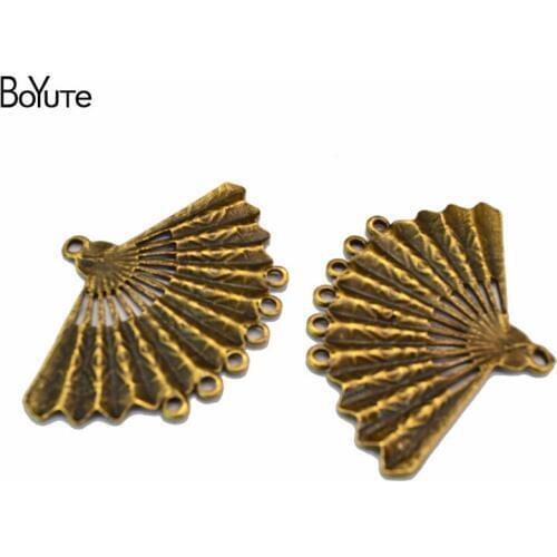 BoYuTe Wholesale (30 Pieces/Lot) Metal Alloy 57*40MM Fan Connector Pendant Charms Diy Hand Made Jewelry Accessories