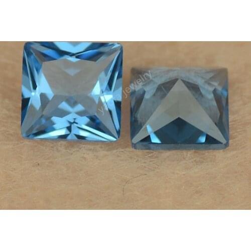 Wholesale 2x2~12x12mm 119# Blue Sapphires Stones Square Cut Loose Spinel Gems For DIY Jewelry Beads