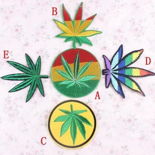 Palm Green Leaf Iron On Vintage Cute Patches Tree Cheap Embroidered Hippie Patches For Clothes Stickers Sewing Weed Retro Boho