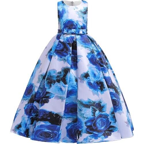 Quality elegant youth wedding dress childrens summer party princess dress girl long dress embroidery host costume