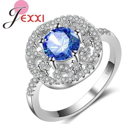 Authentic 925 Sterling Silver 5 Style Full Crystal Flower Party Rings For Women Compatible with Original Jewelry Fine Gift