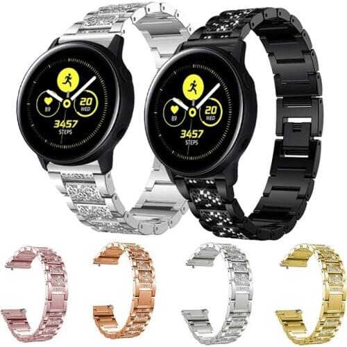 Diamond Strap For Samsung Galaxy active 2 40mm 44mm Bracelet watch band Galaxy watch 3 45mm 41mm Loop Stainless Steel 20mm 22mm