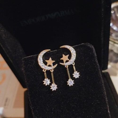 14K Yellow Gold Real Diamond Earring Moon Hollow Wedding Pure Diamonds for Women 14K Gold Peridot Earring Fine Jewelry