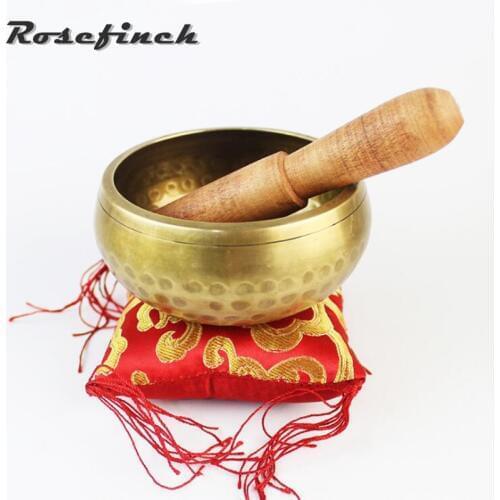 Tibetan Singing Bowl Set Mindfulness Prayer Bells With Mallet & Silk Cushion Sounds Bell For Yoga Healing Spiritual Gift Gu23