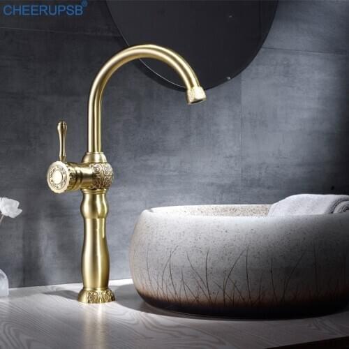 Torneiras De Banheiro Bathroom Sink Vintage Tap Hot Cold Water Mixer Faucet Deck Mounted Foam Nozzle Gold Faucets Brass Taps K83