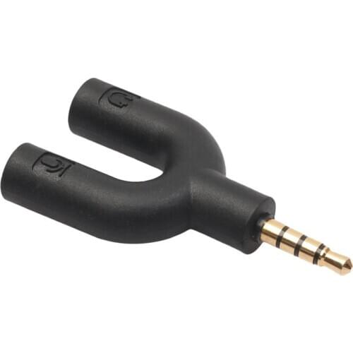 U Type Adapter Dual 3.5 MM Headphone Plug o Cables Splitter Microphone 2 in 1 Swivel Connector for Android iPhone