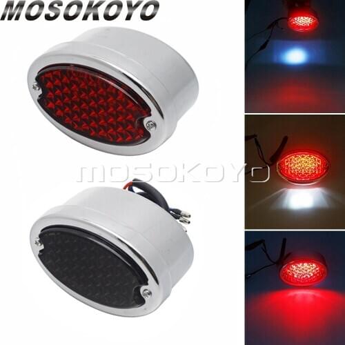 Motorcycle Cat Eye Rear Brake Light Vintage Tail Stop Lamp Red Smoke Lens For Harley Softail Bobber Chopper Custom LED Taillight