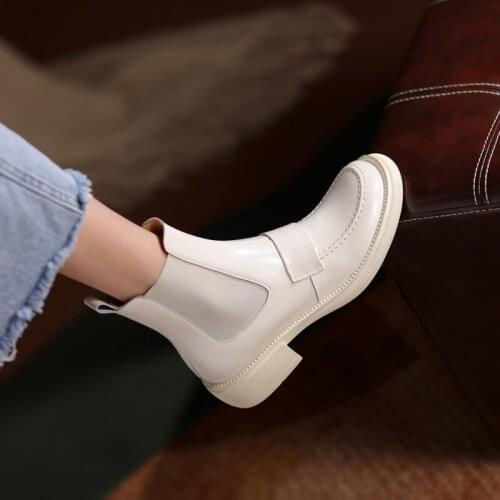 2021 Women Shoes Women Boots Winter Ankle Boots Zapatos De Mujer Womens Chunky Boots Genuine Leather fur boots Heels retro