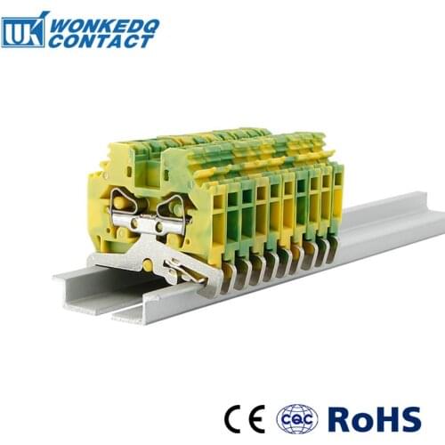 Ground Terminal block 281-107 Din Rail Wire conductor Spring Cage Connection Terminal Blocks 3 Conductor through 10pcs