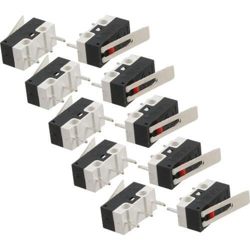 10 Pcs AC 125V 1A SPDT 1NO 1NC Momentary Long Hinge Lever Micro Switch
