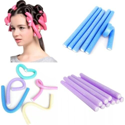 10pcs Heatless Curling Rod Headband Soft Foam Ponge DIY Girls Hair Twist Styling Curls Rollers Tool Accessories Women